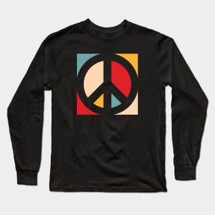 Color Block Peace Sign Long Sleeve T-Shirt